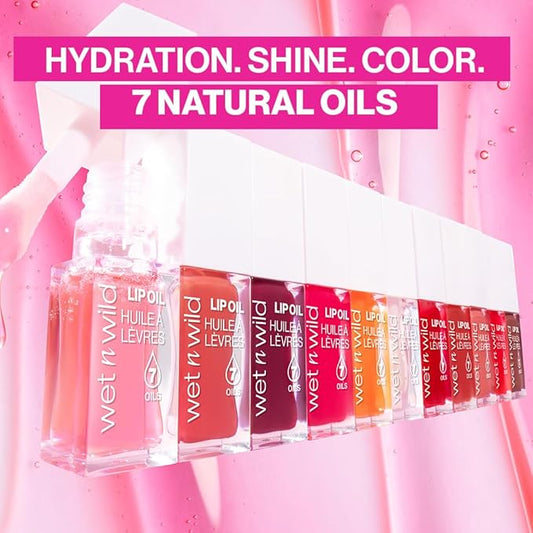 wet n wild Lip Oil - Lightweight, Non-Sticky, Hydrating & Nourishing Formula with Marula & Jojoba Oils, Vegan & Cruelty-Free - Cedar Rose (Pack of 2)