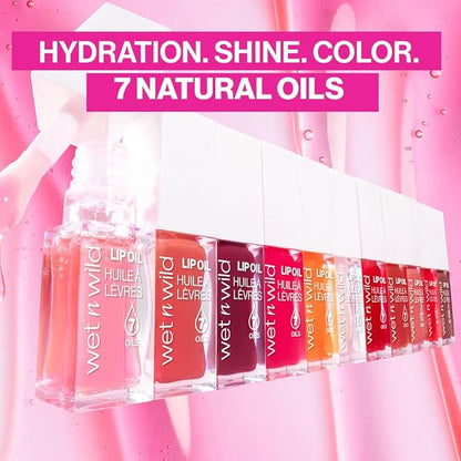 wet n wild Lip Oil - Lightweight, Non-Sticky, Hydrating & Nourishing Formula with Marula & Jojoba Oils, Vegan & Cruelty-Free - Heart Rate (Pack of 2)