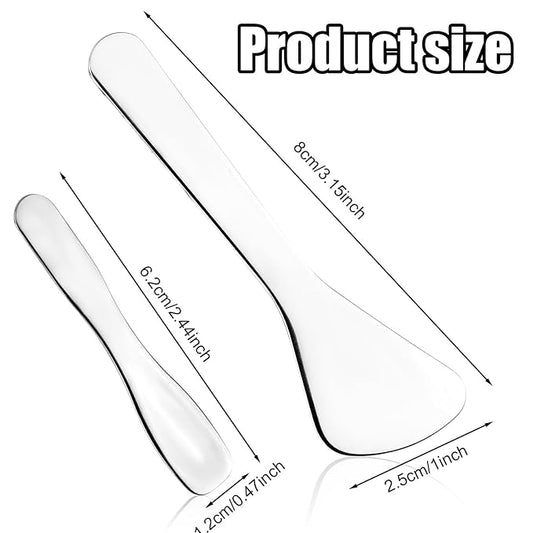 2pcs Mini Metal Makeup Spatula, Small Cosmetic Spoon 2 Shapes Tiny Eye Make up Applicator Tool Skincare Scoop Facial Massage Beauty Skin care Supplies for Mixing and Sampling Lotion Face Cream