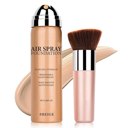Airbrush Foundation Makeup Spray for Mature Skin Silk Lightweight Airbrush Flawless Setting Spray Foundation Makeup（02# Beige Color）