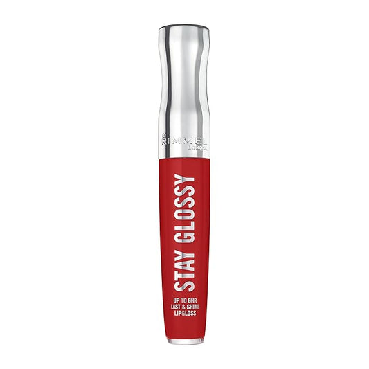 Rimmel London Stay Glossy, 440 Firecracker, Lip Gloss, Non-Sticky, Color and Shine, Up To 6-Hour Wear, Precise Applicator, 0.18oz