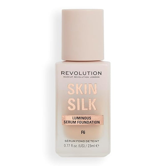 Revolution, Skin Silk Serum Foundation, Light to Medium Coverage, Lightweight & Radiant Finish, Contains Hyaluronic Acid, F6 Light Skin Tones, 0.77 fl oz