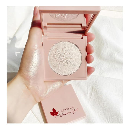 Highlighter Makeup Palette Highlighter Powder Glossy Glitter Highlight Makeup Palette come with mirror -Whtie Champagne