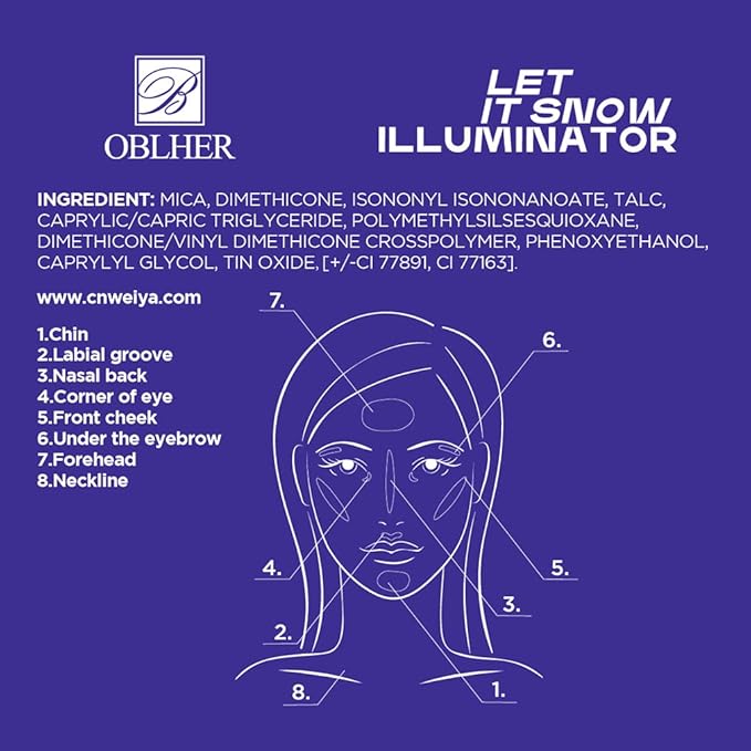 Face Shimmer Highlighter Natural Face Glow Highlighter Makeup Shiny White Powder Hypoallergenic Long-lasting Makeup Sweat-Proof and Waterproof 2.7 oz E9503-01