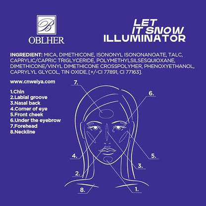 Face Shimmer Highlighter Natural Face Glow Highlighter Makeup Shiny White Powder Hypoallergenic Long-lasting Makeup Sweat-Proof and Waterproof 2.7 oz E9503-01