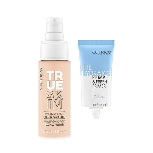 Catrice | True Skin Foundation 02 & The Hydrator Plump & Fresh Primer Bundle | Full Coverage Makeup | Vegan & Cruelty Free