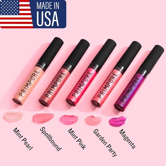 Prim and Pure Natural Mineral Lip Gloss for Women and Teens - Longwear Cruelty Free - Highly Pigmented, Hydrating, and Moisturizing Formula - Made in USA (MAGENTA SHADE)