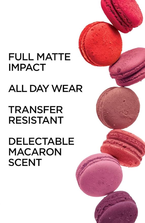 L’Oréal Paris Makeup Infallible Pro Matte Les Macarons Scented Matte Liquid Lipstick, Highly Pigmented, Longwear, Waterproof and Smudge Proof, Blackcurrant Crush, 0.21 fl; oz.