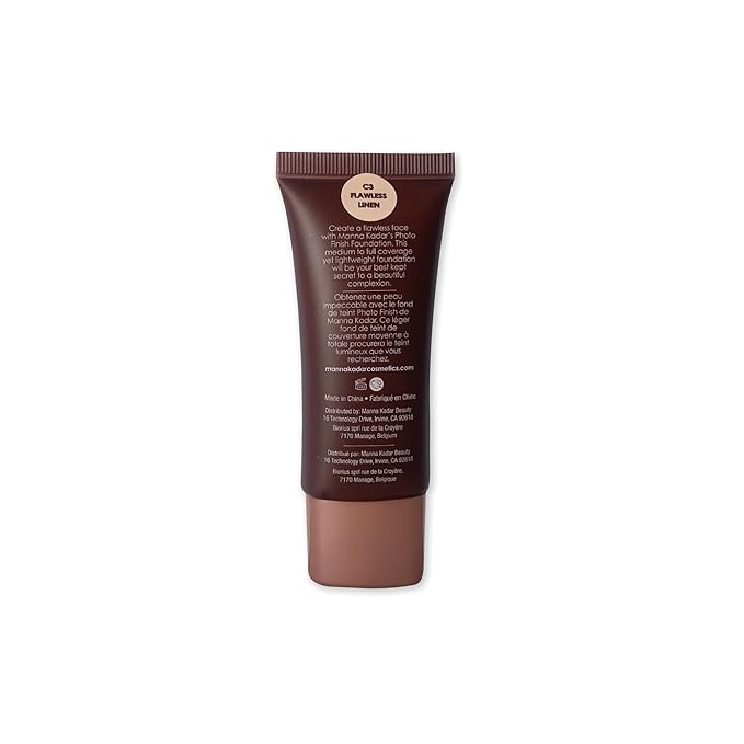 Manna Kadar Beauty C3 Flawless Linen Photo Finish Foundation - Long Lasting, Medium to Full Coverage, Flawless Look, Matte Finish, Water Based, Vitamin E, Antioxidants, Wheat Germ Improves Elasticity