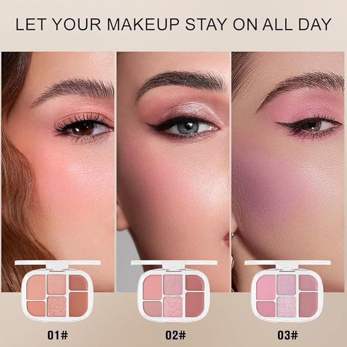 Highly Pigmented Eye Makeup Palette，Shimmer Matte Eyeshadow Pallet，long-lasting blend natural color makeup ‌Milk Honeydew Eyeshadow and Blush Palette(1#, 1 Count (Pack of 1))