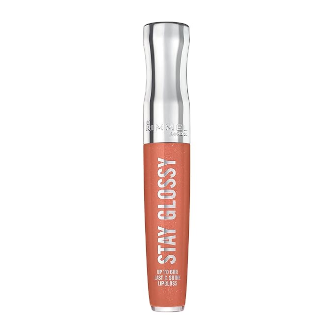 Rimmel London Stay Glossy, 465 Melon-Air, Lip Gloss, Non-Sticky, Color and Shine, Up To 6-Hour Wear, Precise Applicator, 0.18oz