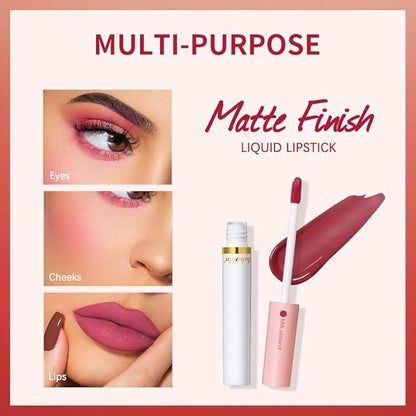 LADYFOX 4 Colors Matte Cigarete Lipstick Set, Natural Velvet Liquid Lipstick for Women, Waterproof Lipstick Tube Lip Tint Stain, Lip Stain Long Lasting 24 Hours (Set, 2)
