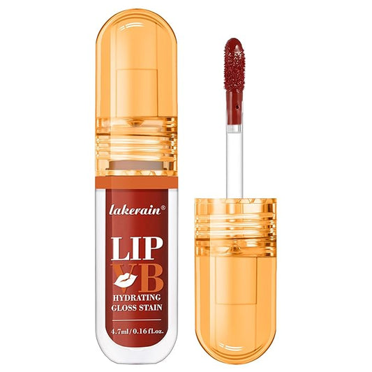 LIP VB Hydrating Lip Gloss Stain - 12HR Glossy Plump & Waterproof Moisture Lock, Non-Sticky Lip Treatment for Dry Lips Revival, Daily Wear & Night Care (Fiery Blaze Tint)