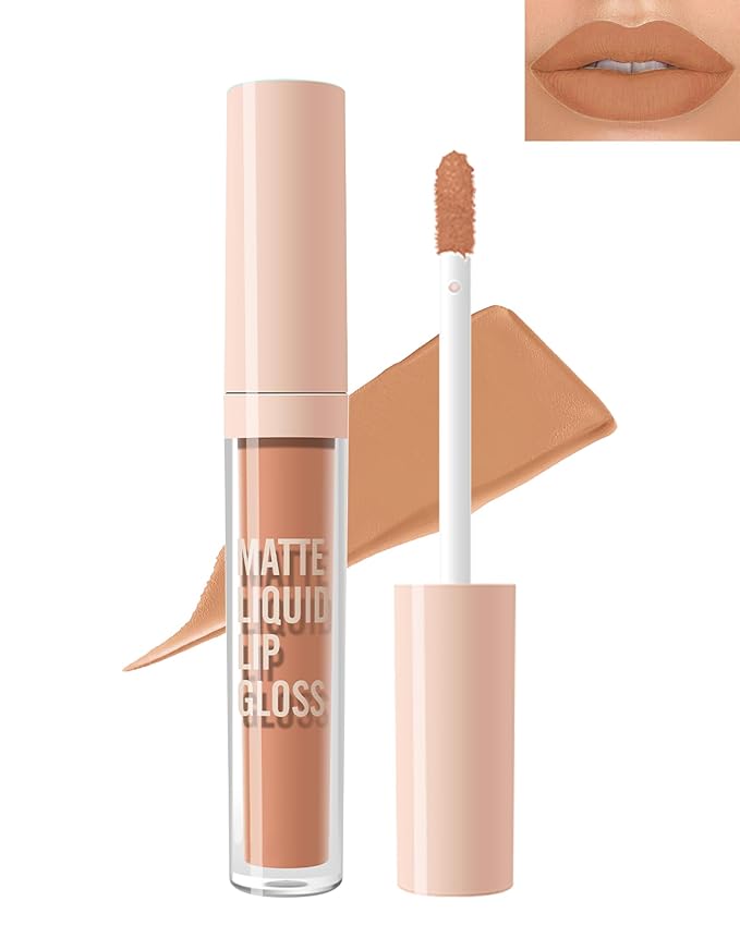 Matte Liquid Lipstick, Nude Red Velvet Lipstick Moisture Smooth Lip Stain Tint, 24H Stay Matte Lipstick, Non-Stick Cup Not Fade Long Wear Waterproof Lip Gloss Lipstick Gift for Women Girls-02#