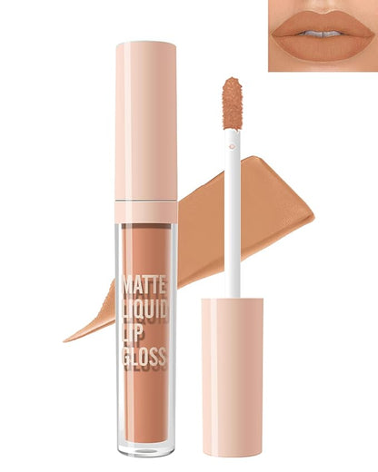 Matte Liquid Lipstick, Nude Red Velvet Lipstick Moisture Smooth Lip Stain Tint, 24H Stay Matte Lipstick, Non-Stick Cup Not Fade Long Wear Waterproof Lip Gloss Lipstick Gift for Women Girls-02#