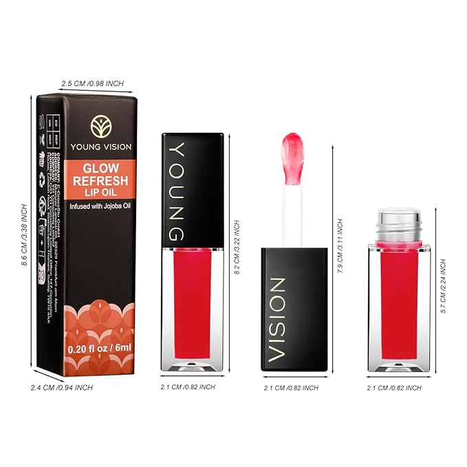 YOUNG VISION Lip Glow Oil, Lip Gloss with Jojoba Seed Oil, Moisturing and Plumping,0.20 fl oz(Pack of 1)