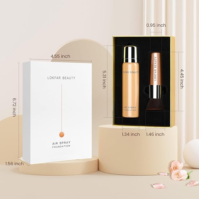 Airbrush Foundation Set with Soft Makeup Brush, [Light Weight], [Long Lasting], [Anti-aging Ingredient], [Oil Control Formula], Full Coverage Foundation for All Skin Type, 05# Sand