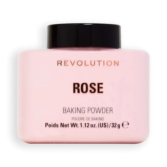 Revolution, Loose Baking Powder, Makeup Setting Powder, Long Lasting Coverage, Mattifies & Reduces Shine, Rose, 1.13 oz