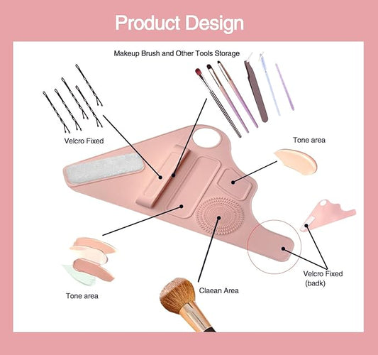 Silicone Hand Makeup Tool for Holding Cosmetic Pen Mixing Palette for Liquid Foundation Makeup Powder 2024 New Palette for Makeup Lovers and Professionals