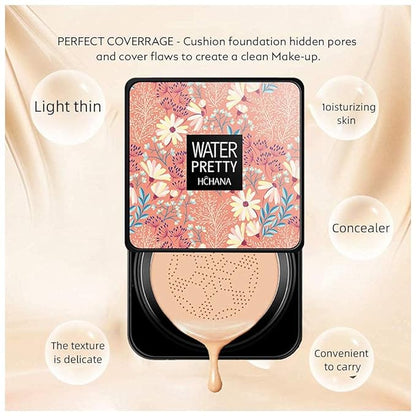 Mushroom Head Air Cushion BB Cream, SuperThiner Concealer Lasting Nude Makeup Moisturizing Brightening Pigment CC Liquid Foundation, Even Skin Tone Makeup Base Primer (Ivory)