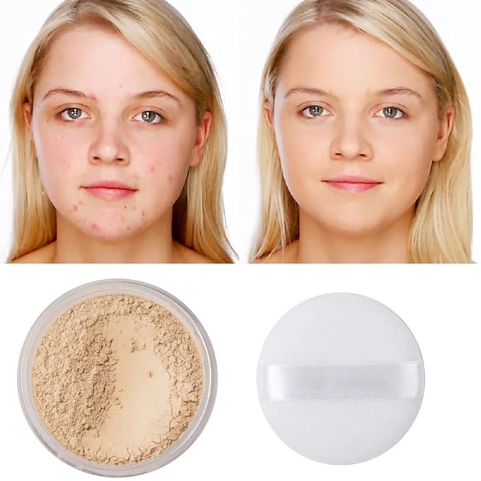 2 Pcs PHOERA Setting Powder, Control Oil Brighten Skin Color Cover Blemish Face Setting Loose Powder。 (03# BANANA & 04# Medium Deep)