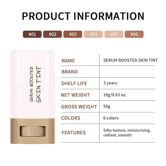Beauty Balm Serum Boosted Skin Tint Concealer, Brightens, Hydrates, Conceale & Smooths Full Coverage Concealer Balm, Even Skin Tone Portable Moisturizing Essence Stick (# 02, 0.63 oz)