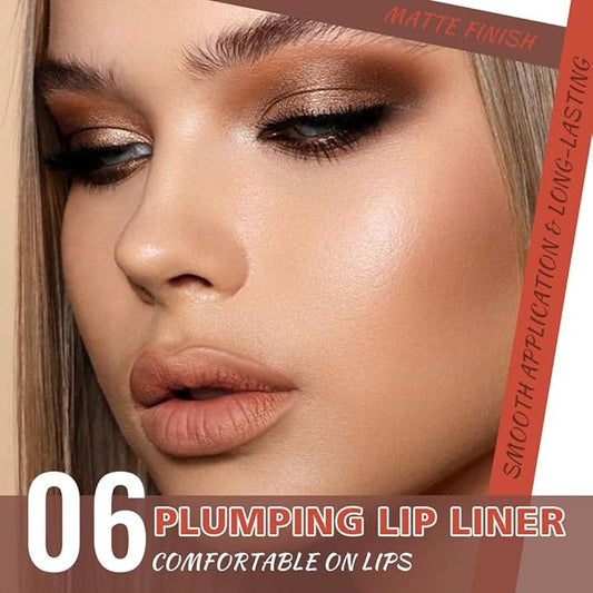 Retractable Matte Lip Liner Pencil, Warm Brown Plump Lip Liners Long-Lasting Creamy Formula for Shaping & Sculpting lip filler pen, Subtle Touch Velvet Pigmented Crayon Lip Liner 06#