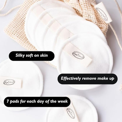 UpCircle Reusable Luxury Makeup Remover Cotton Pads - 7 Triple-Layer Hemp to Remove Waterproof Mascara with Washable Laundry Bag - Eco Friendly Sustainable Zero Waste Cleansing Rounds