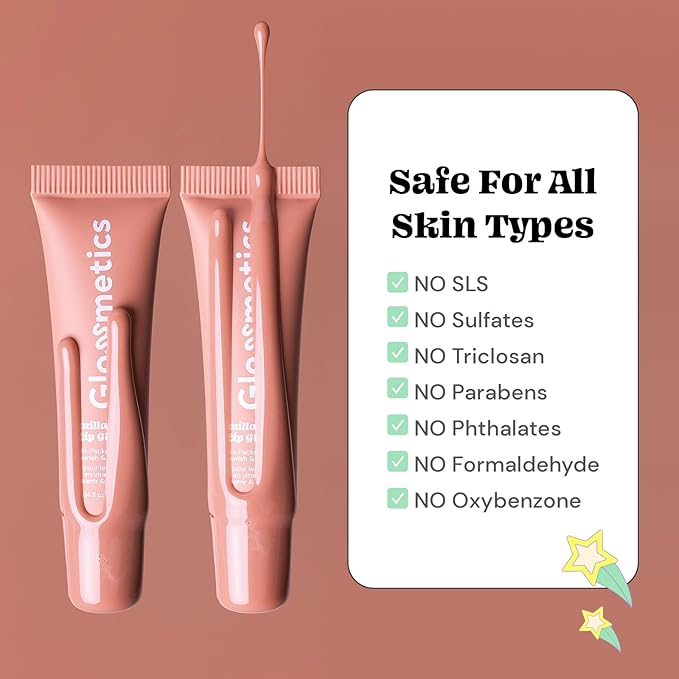 Glossmetics Vanilla Latte Lip Glaze - Overnight Lip Mask for Dry Lips. Fruit Butter Lip Mask, Hydrating and Moisturizing Lip Balm for Soft, Smooth Lips. Vanilla Latte, 10ml