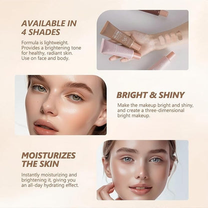 Glow Foundation 4 Colors Lightweight Smooth Hydrating Long-lasting Oil-Control and Natural Shiny Foundation (Color 04)