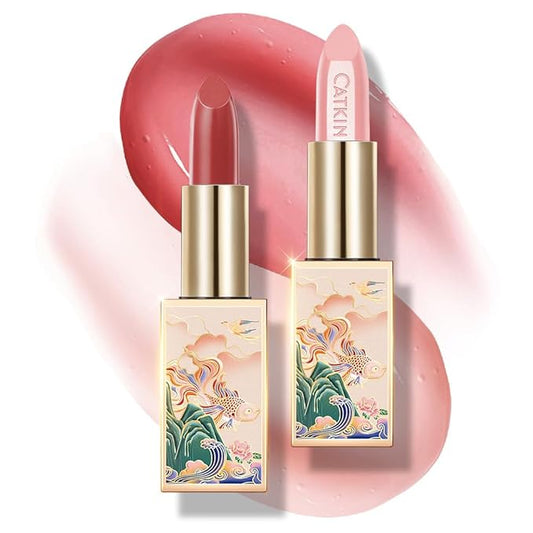 CATKIN Lip Balm Color Tinted Changing Lipstick Ultra Hydrating Lip Moistrurizer Chapstick with Vitamin E Nourishing For Cracked & Dry Lips 0.12 oz 2pcs (06+16)