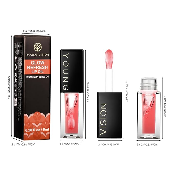 YOUNG VISION Lip Glow Oil, Lip Gloss with Jojoba Seed Oil, Moisturing and Plumping,0.20 fl oz(Pack of 1)