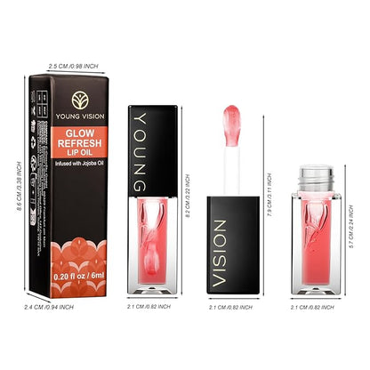 YOUNG VISION Lip Glow Oil, Lip Gloss with Jojoba Seed Oil, Moisturing and Plumping,0.20 fl oz(Pack of 1)