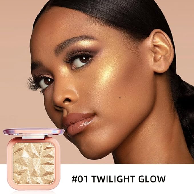 ELESSY Highlighter Makeup Palette,Highlighter Palette Long Lasting Face illuminator Makeup Palette Shimmer Highlighter Powder Suit All Skin Tones-TWILIGHT GLOW(2pcs)