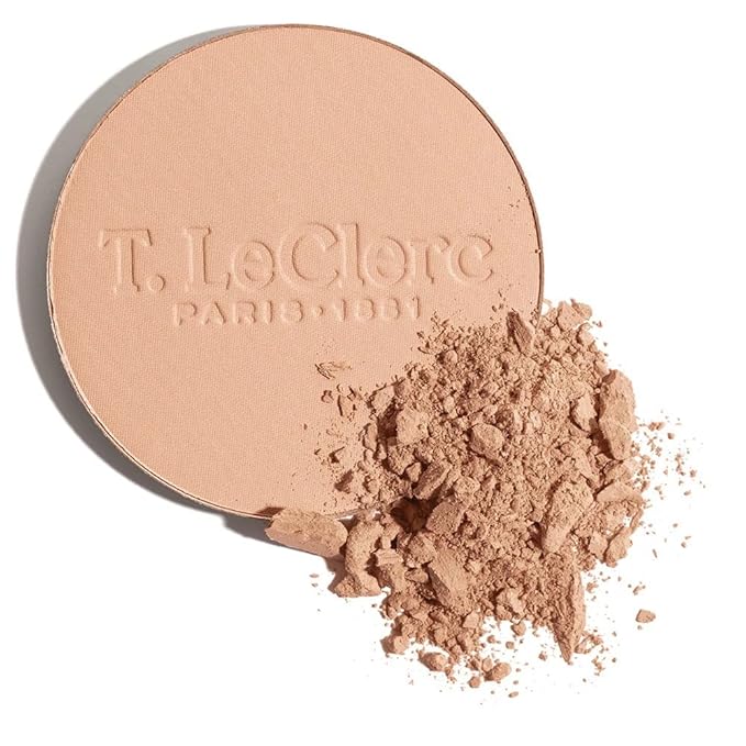 T.LeClerc Rice Compact Powder – Anti-Aging Pressed Powder with Brown Rice Ferment – Long-Lasting Natural Matte Finish – Moisturizing | Non-Comedogenic Face Powder (AMBRÉ, 9G)