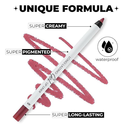 Cold Pink Matte Lip Essentials Bundle: Gel Lip Liner Pencil 409 and Powder Drop Lipstick 406Set