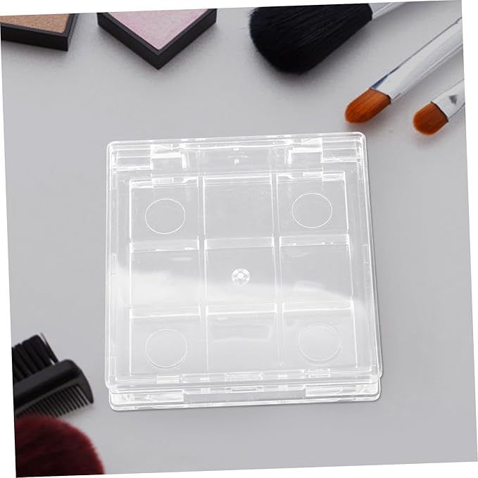 Empty makeup palette depotting case: 2pcs Empty Lipstick Box, 9-Grid Clear Blush Lipstick Case Portable Makeup Organizer Storage Cases Highlighters Sample Eye Shadow Bracket Travel