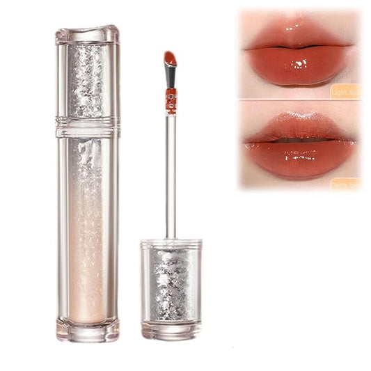 Lip Gloss, Ice Watery Lip Gloss, Ice Iron Tinted Lip Tint, Jelly Hydrating Lip Gloss, Moisturizing Nonstick Tinted Gloss Lip Oil (#05 Sunset Orange)