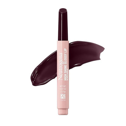 Neutrogena High Shine Glossy Lip with Maracuja Oil + Vitamins & Antioxidant Vitamin E, Nourishing Glossy Lip, Non-Retractable, Pigmented For Buildable Color, Black Dahlia, 0.07 oz