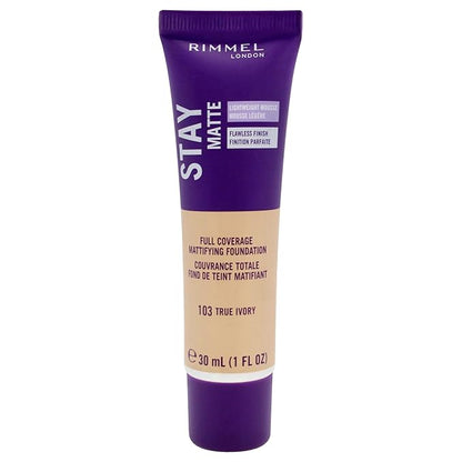 Rimmel Stay Matte Foundation True Ivory 1 Fluid Ounce Bottle Soft Matte Powder Finish Foundation for a Naturally Flawless Look
