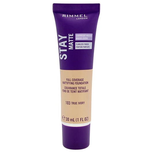 Rimmel Stay Matte Foundation True Ivory 1 Fluid Ounce Bottle Soft Matte Powder Finish Foundation for a Naturally Flawless Look