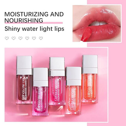 Glow Lip Oil Plumping Lip Gloss Hydrating Lip Care Non-sticky Big Brush Head Korean Lip Tint Primer Glitter Shine Lipgloss (PINK)