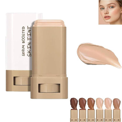 Skween Serum Boosted Skin Tint Balm for Black Women, Skween Serum Boosted Hydration Beauty Balm, Solid Tinted Foundation Stick, Moisturizing, Light, Non-Greasy, Natural Finish Makeup (#04, standard)