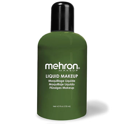 Mehron Makeup Liquid Makeup | Face Paint and Body Paint Perfect for Halloween, Cosplay I Air Brush Compatible 4.5 oz (133 ml) (GREEN)