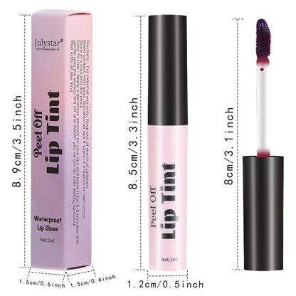 2 Colors Peel Off Lip Stain, Long Lasting Waterproof Matte Lip Tint, Non-Stick Cup Tattoo Lip Gloss, Natural Nude Lip Makeup, Magic Tinted Lip Stain (05#+06#, 2pcs/set)