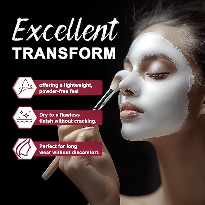 White Foundation Goth makeup,Full Coverage color changing foundation,liquid,creamy, waterproof, long-lasting makeup for Goth Clown Make up, Daily,Cosplay, Dramatic, Halloween Makeup