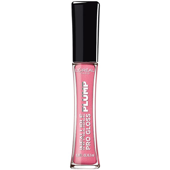 L'Oreal Paris Infallible Pro Gloss Plump Lip Gloss with Hyaluronic Acid, Long Lasting Plumping Shine, Lips Look Instantly Fuller and More Plump, Gleam, 0.21 fl. oz.