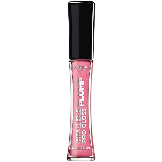 L'Oreal Paris Infallible Pro Gloss Plump Lip Gloss with Hyaluronic Acid, Long Lasting Plumping Shine, Lips Look Instantly Fuller and More Plump, Gleam, 0.21 fl. oz.