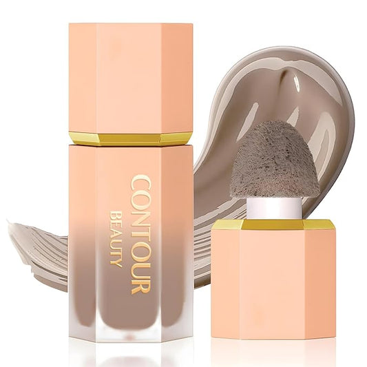 Cool Toned Liquid Contour Stick, Cold Grey Cream Contour Makeup, Long Lasting Silky Liquid Bronzer Face Concealer Matte Contouring with Cushion Applicator (102)