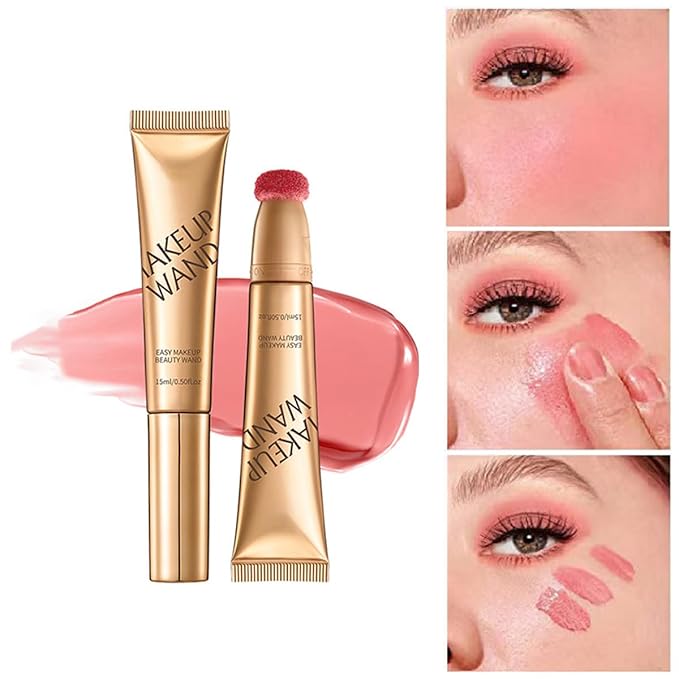 Summaryas Contour Wand & Blush Wand Duo - Blush｜2 In 1 LiquidBlush Wand for Women with Applicator,Cream Contour Stick Makeup (#01, 15ml)